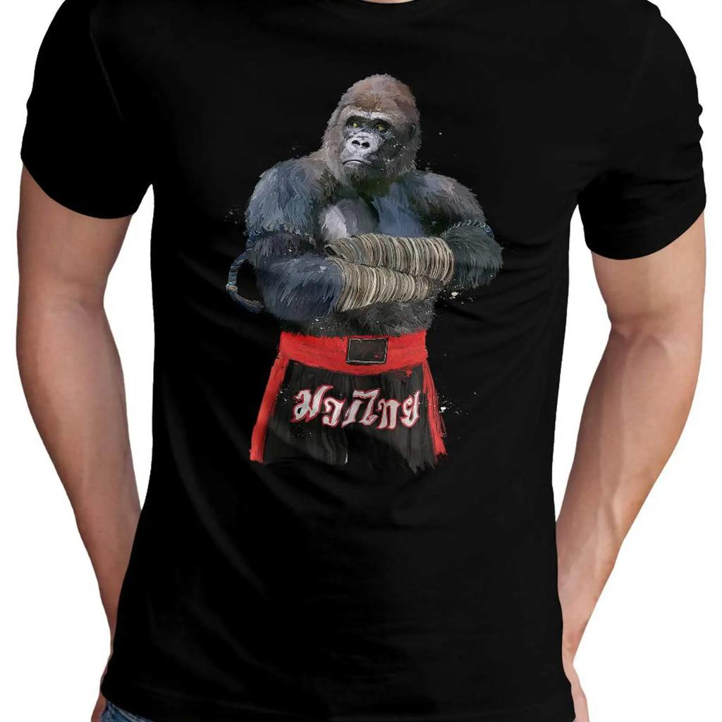 Om3 Muay Thai Gorilla T Shirt Men Thailand Martial Arts Fight Boxing Club S 5xl Vintage Washed Versatile Slightly Stylish