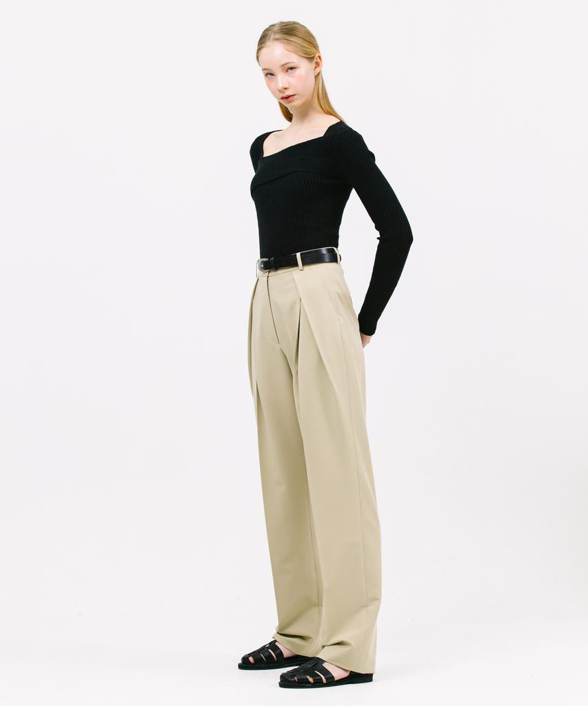 JUN BY JUN K Cross Tuck Pants_Light Khaki
