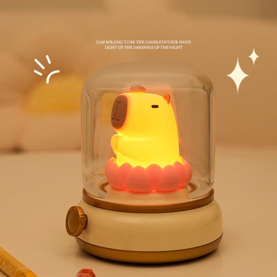 Capybara Night Light Cute Rechargeable Lamp Dimmable Timer Function Dual Mode LED Bedside Lamp Table Decoration
