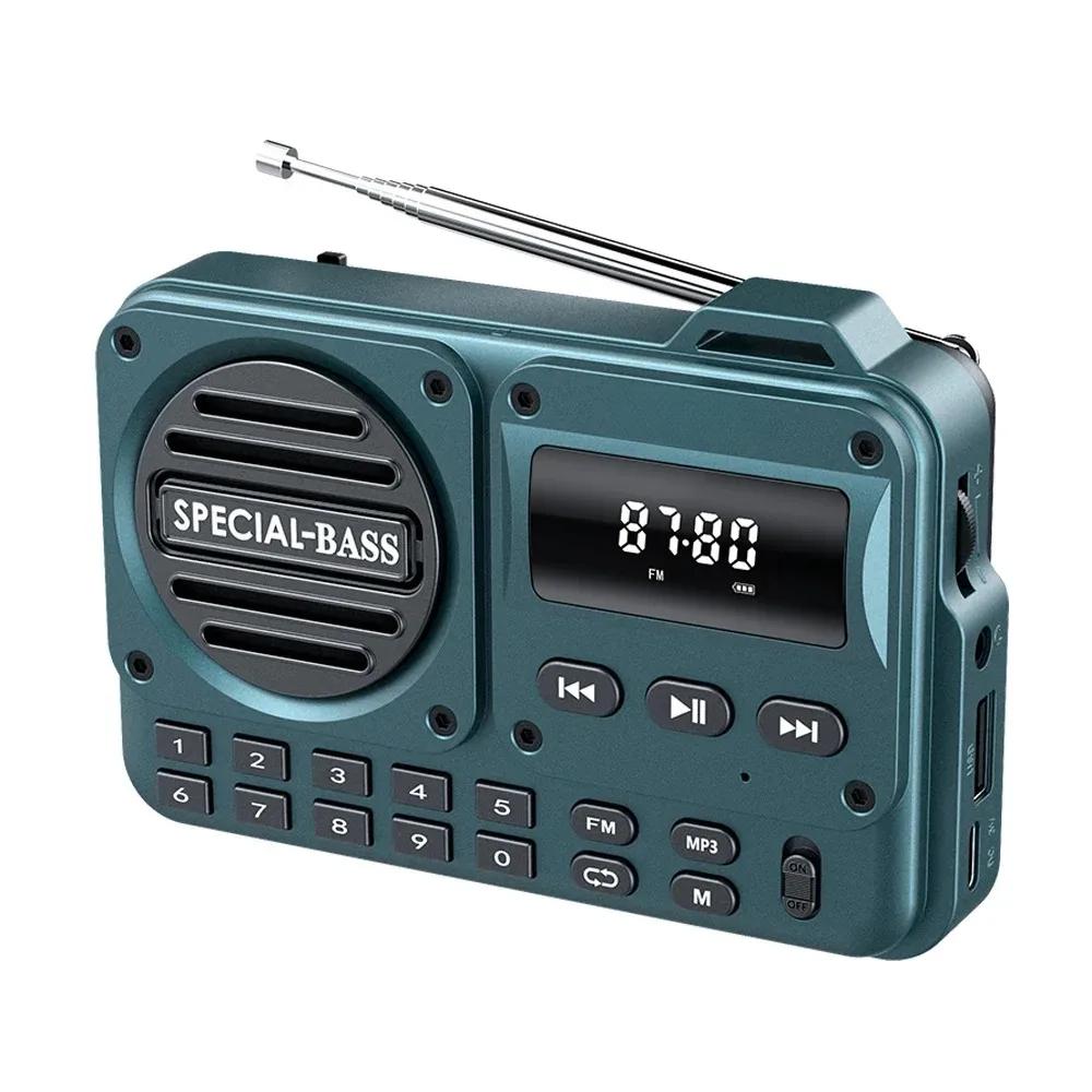 

Портативный FM-радио с аккумулятором USB TF MP3-плеер с поддержкой наушников и Bluetooth-динамиком с приемником FM-радио синий