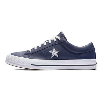 One Star Perforated Leather Low Top Navy 158463C