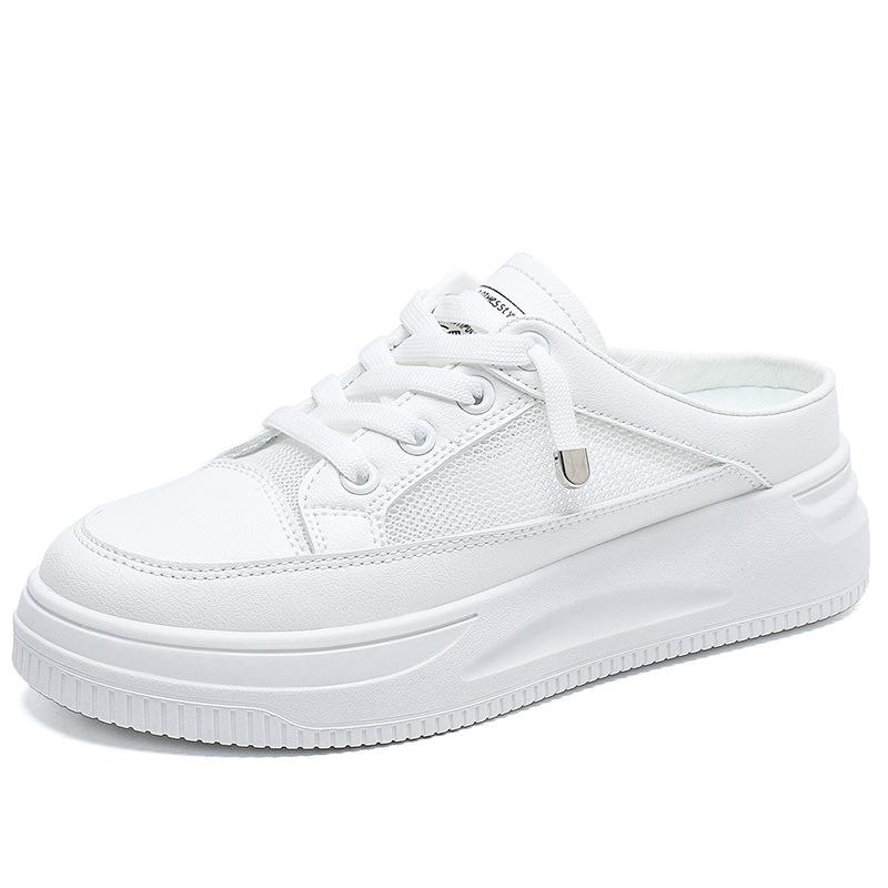 Comemore Women's Half Slippers 2025 New Super Internet Closed Toe Lazy Shoe Outdoor Platform White Female Shoes Sneakers Women