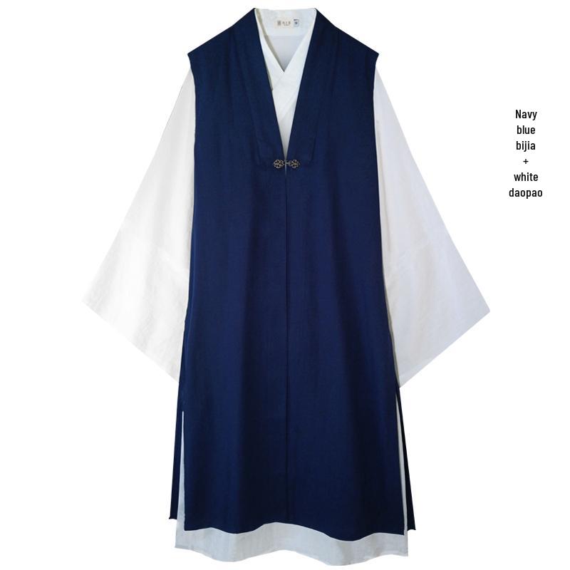 Ming-Style Unisex Hanfu: Loose Long Taoist Robe & Vest Cloak