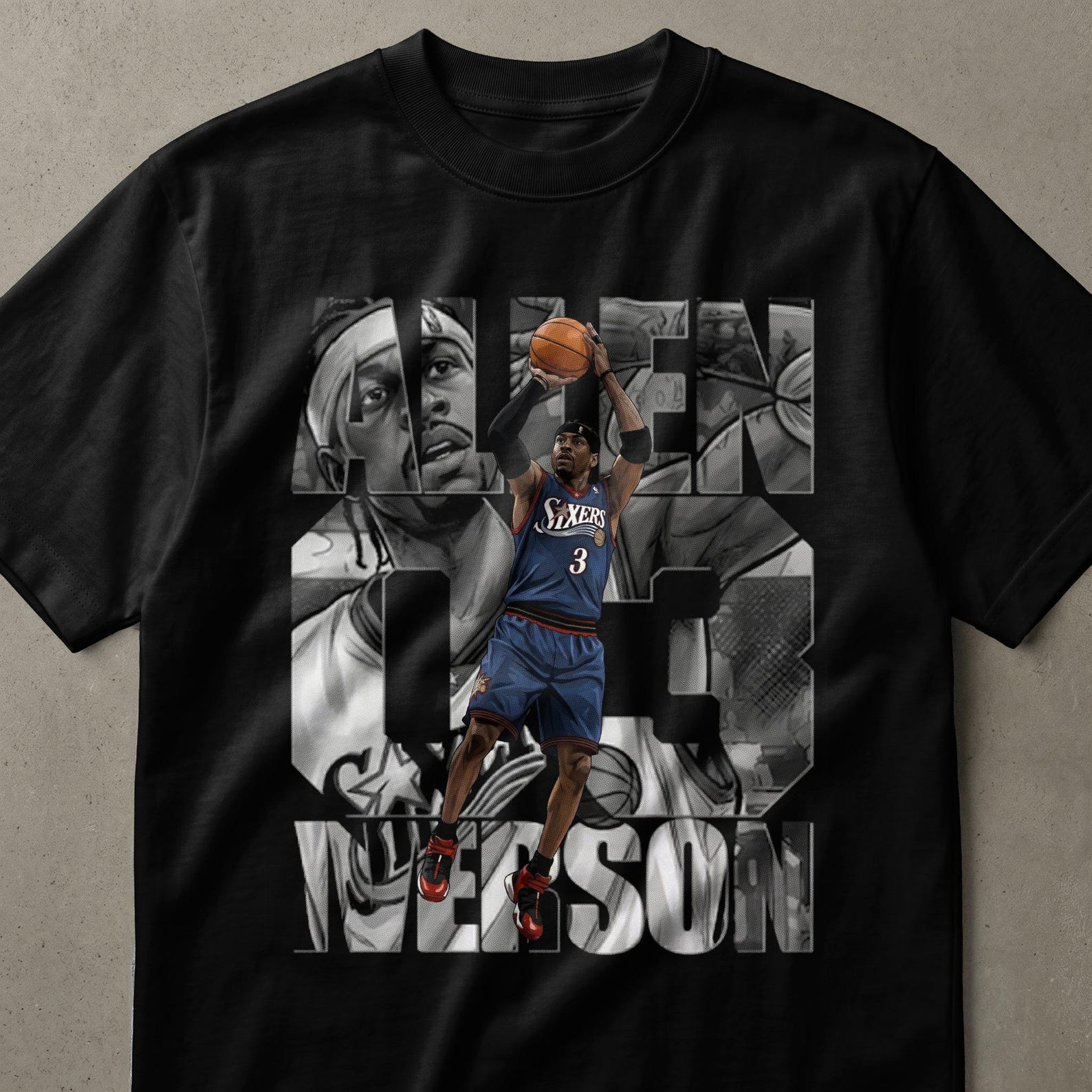 Allen Iverson Basketball Legend T-Shirt | Iconic Player Graphic Tee | Retro Sports Fan Apparel | The Answer 3 Tribute Shirt | Vintage Hoops 4XL