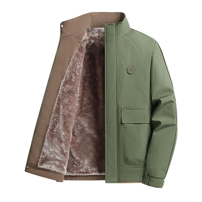 Stand Collar Workwear Thickened Velvet Warm Jacket Men's Casual Versatile Flying Cotton Jacket