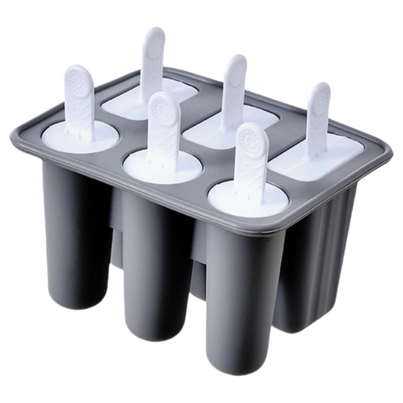 Safe Silicone Ice Lolly Maker With Detachable Stick Creative 6 Compartments Popsicles Tray Ice Cream Making Molds
