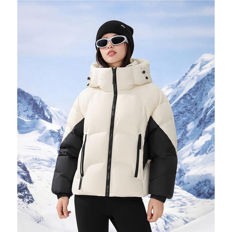 SNOWFLYING Women's Short Hooded Puffer Down Jacket