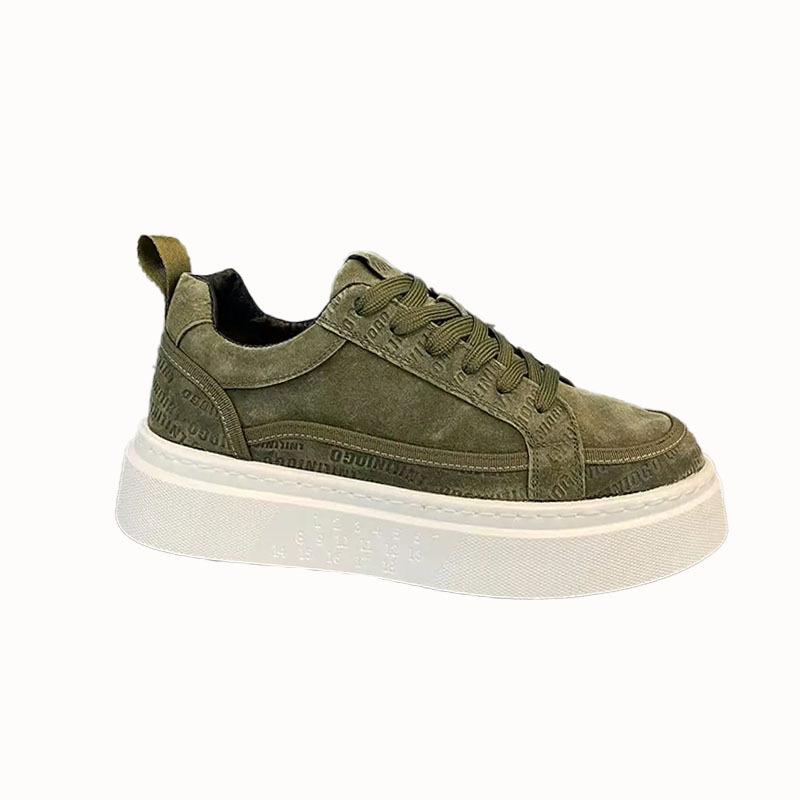 Printed frosted leather shoes autumn and winter new soft sole light casual dnh