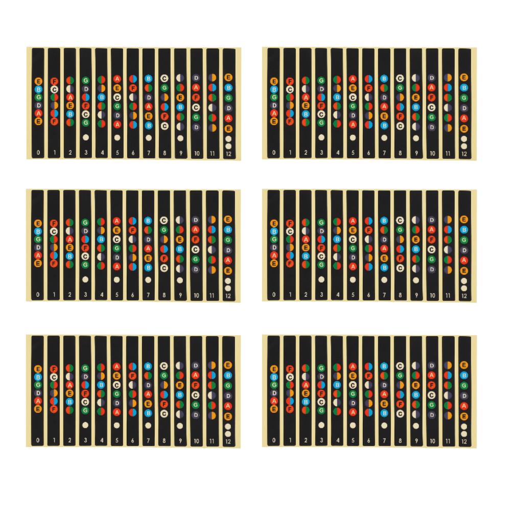 6PCS Black Color Fretboard Note Decals Self-Adhesive Guitar Fret Stickers For Guitar Practice Use