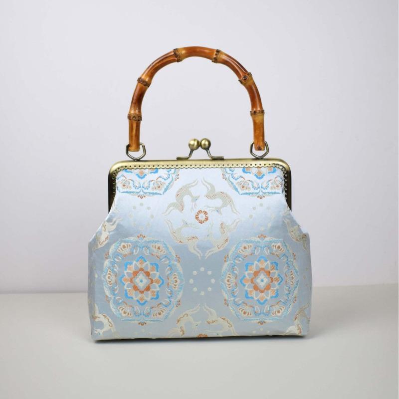 Handmade gold bag bamboo handle brocade cheongsam mouth gold bag handbag