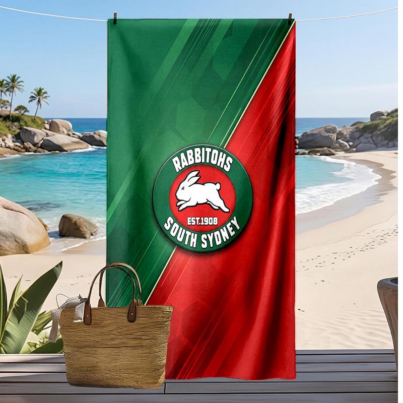 South Sydney Rabbitohs Strandtuch Druck Weich Tragbar Schnell?Trockenes Handtuch für Pool Sommerurlaub Outdoor Sport