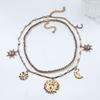 Layered Geometric Pendant Necklace With Sun Moon Star Motifs Women - Gold Alloy Fashion Jewelry
