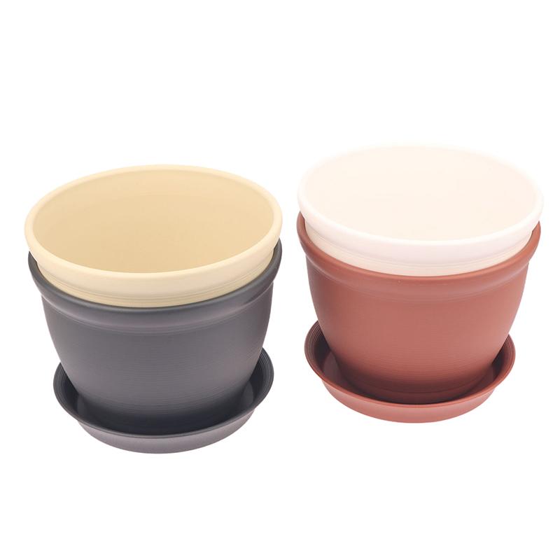 1 pièce avec soucoupe Pot de fleurs rond épais imitation céramique en PP Pot de fleurs Plantation intérieure Salon Balcon Pot pour bonsaï