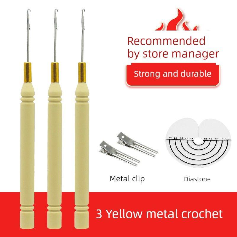 

Special Wooden Handle Crochet with Tongue Wig Extension Crochet Needle Feather Crochet Hook for Hair Tool Hot Yellow metal crochet (3)
