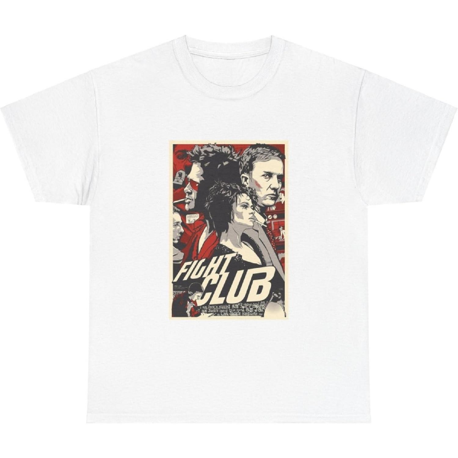 

Unisex Cotton T-Shirt with Fight Club Movie Poster Illustration _ Iconic 90s Film Art Tee _ Cult Classic Graphic Shirt XXXXXL білий