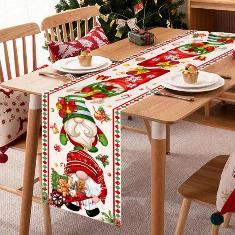 The Christmas Snowman Table Flag Is Red. Merry Christmas! Seasonal Winter Kitchen Table Decoration Is Suitable for Family Party