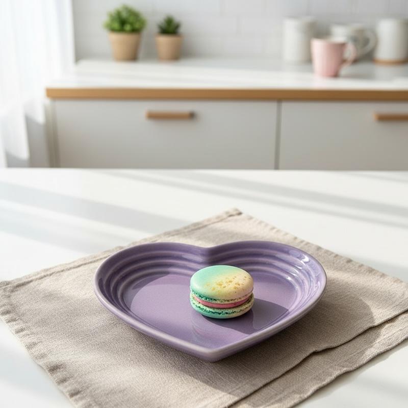 Ceramic Cat Bowl Heart Shaped Extra Wide Anti Vomiting Design for Stress Free Cat Feeding Time