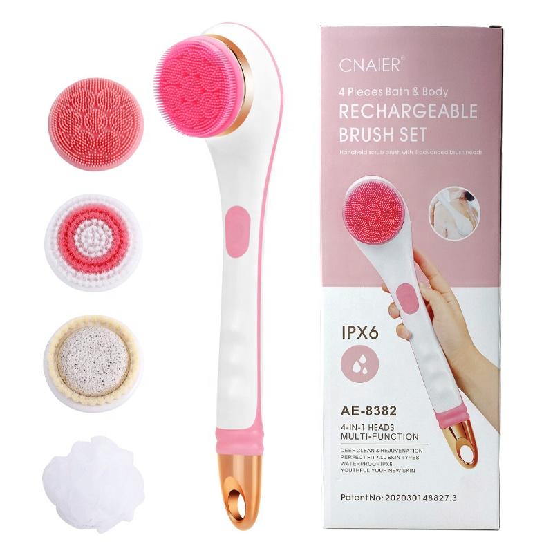 Long Handle Back Scrub Body Cleansing Exfoliation Waterproof Electric Bath Shower Brush
