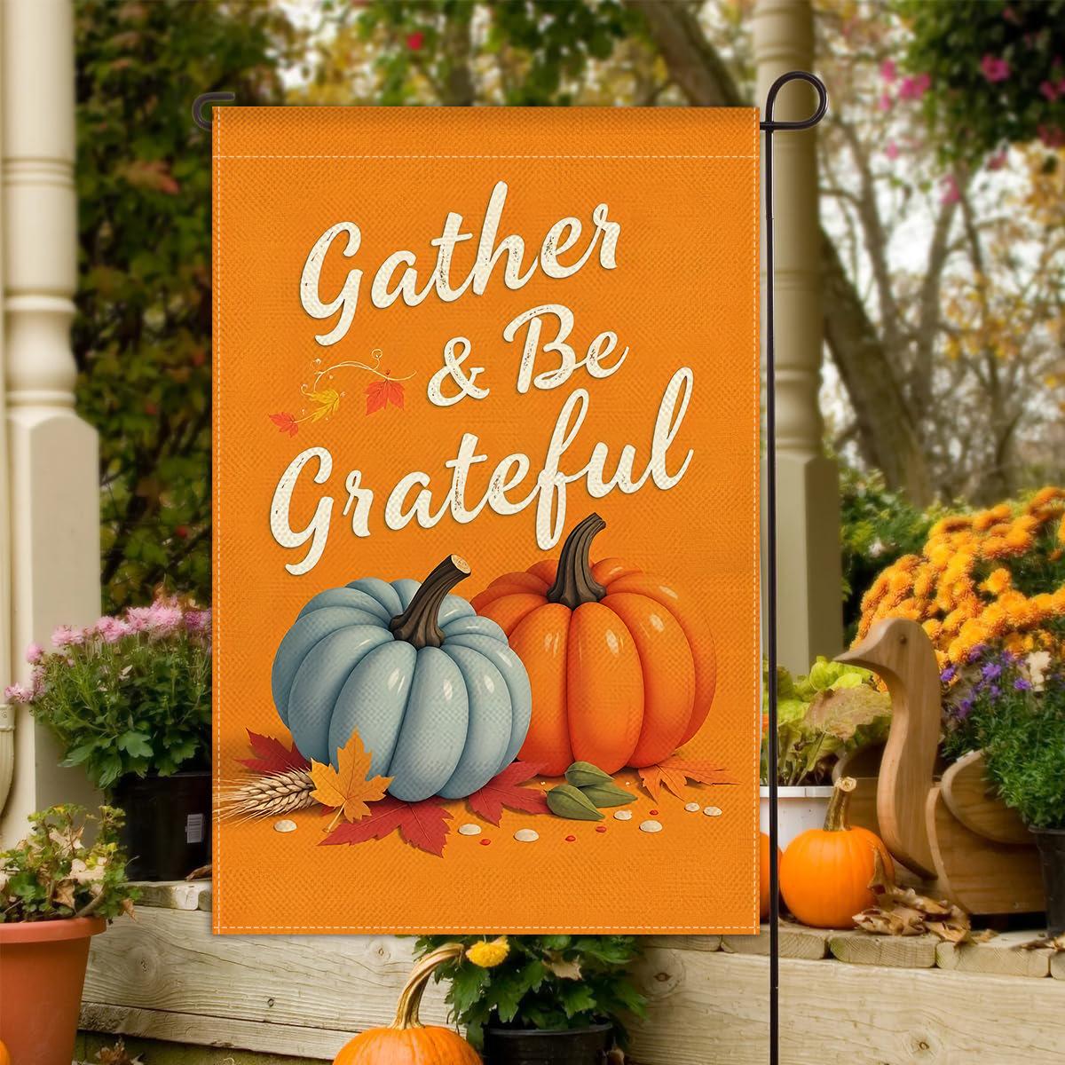 

День подяки Осінній Садовий Прапор Гарбуз Візерунок Бант Льон Друк Зовнішній Декор Двору Прапор 30 * 45Cm double