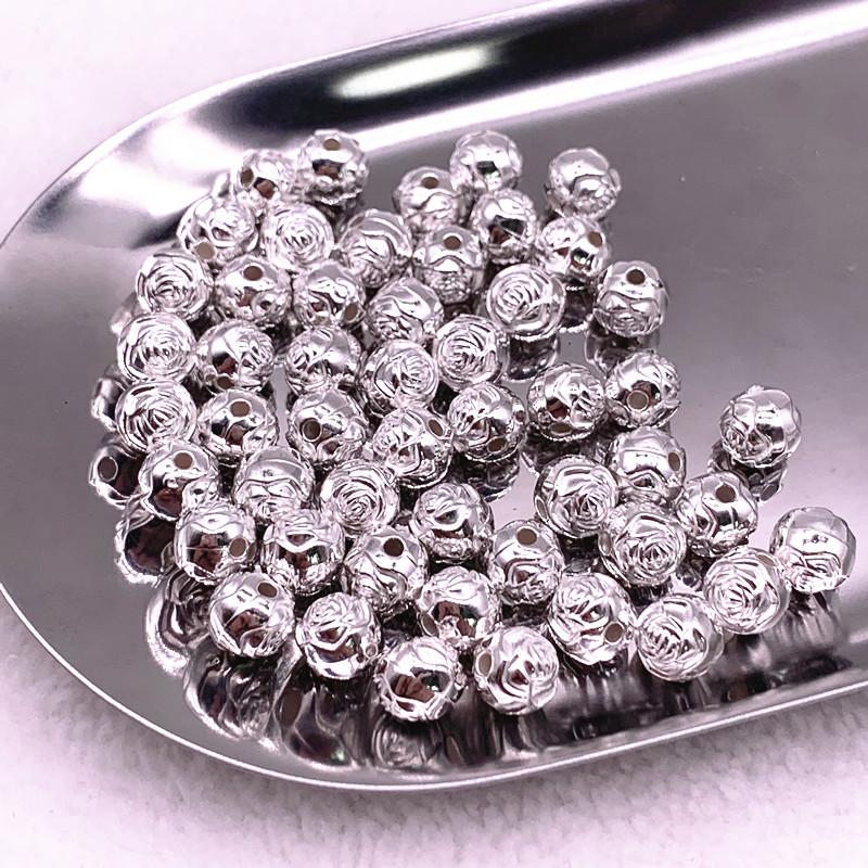 

6mm 8mm Flower Ball ABS Beads Gold/Silver Plated Spacer Beads For Jewelry Making DIY Charms Bracelet 6mm(100pcs)