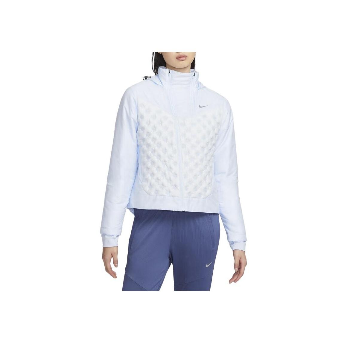 

Nike Уличная стеганая легкая сшитая ткань с капюшоном повседневная куртка-пуховик женские куртки синего цвета FB7604-423 L