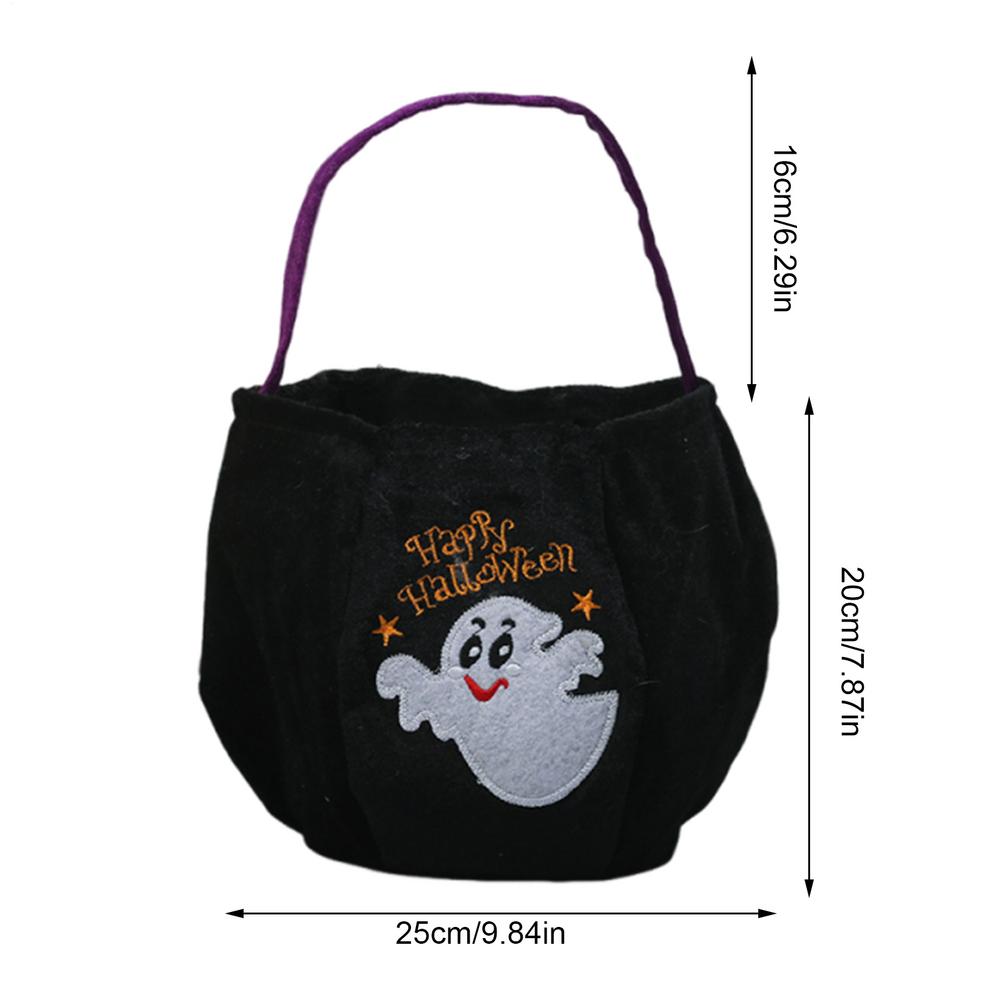 

2025 Halloween Candy Bucket Handheld 3D Embroidered Trick-or-Treat Basket Non-Woven Halloween Festival Candy And Snack Bags