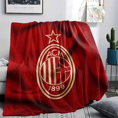 AC Milan Logo Printed Flannel Blanket, Soft Throw for Bedroom Sofa, Washable,soccer Fan Merchandise, Great Gift.