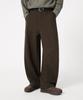 TRILLION Curved Cut Wide Elastic Waist Slacks_Brown