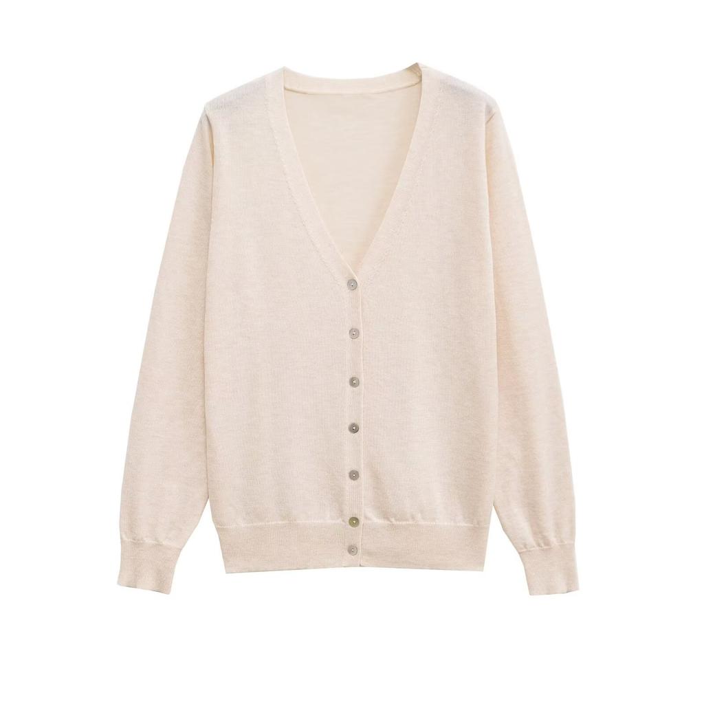 European and American style, new women's clothing, fashionable, versatile cross-border foreign trade wool blended V-neck knitted sweater