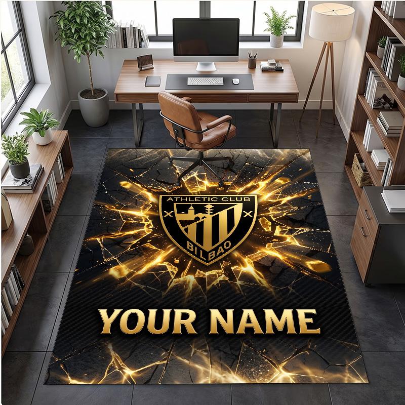 Crystal Velvet Rug Athletic Bilbao FC Print Custom Name Text Floor Mat Home Decor