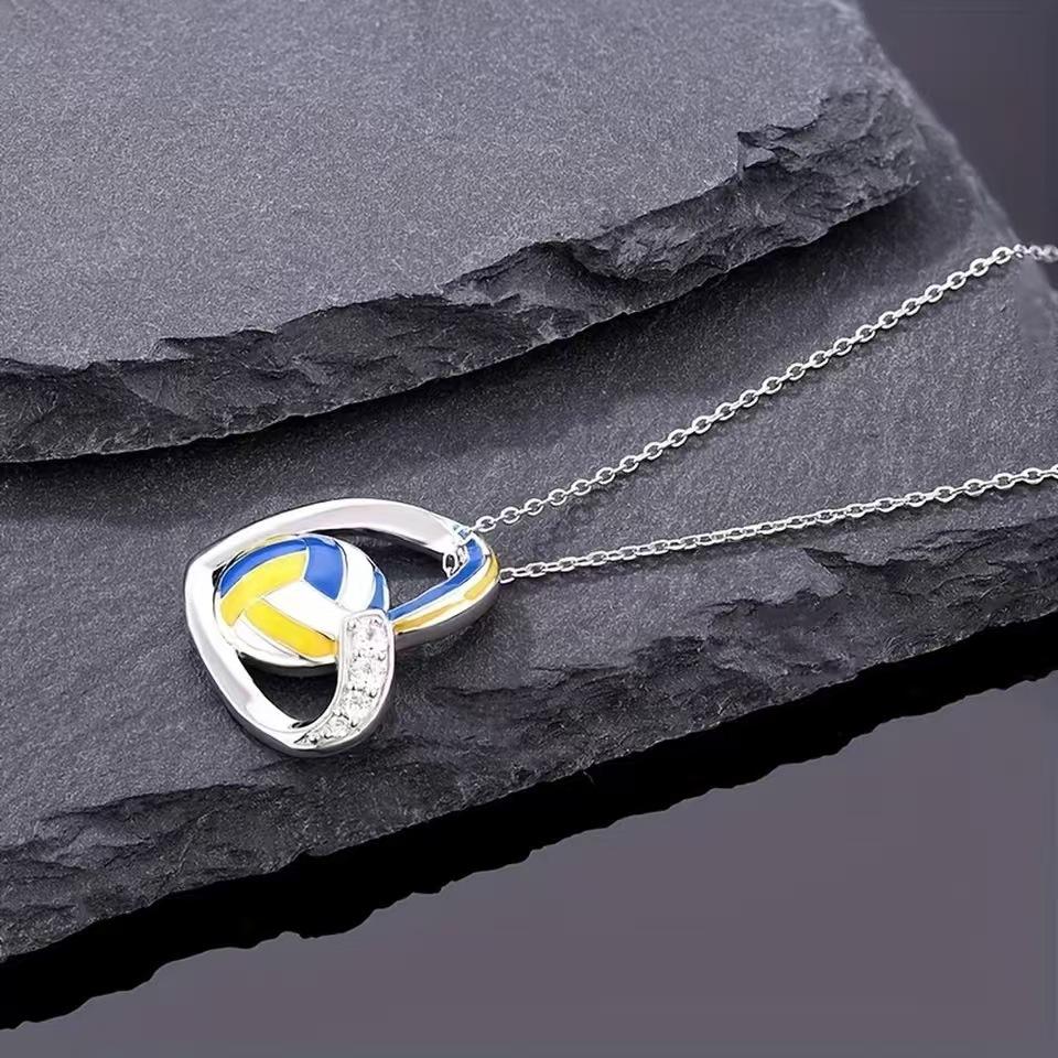 New Heart-shaped Volleyball Necklace European and American Fashion Versatile Sports Accessories Pendant