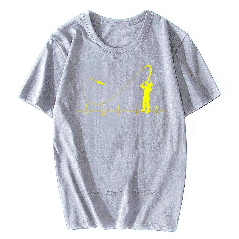 Fishinger Heartbeat T Shirt - Funny Fish Fisherman Gift Idea Fashion Men T-Shirt Fashion Short Sleeve Cotton Tees Men's Clothing