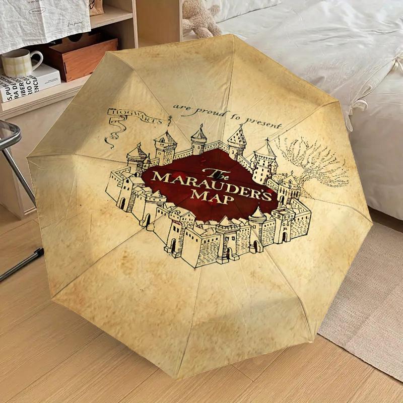 1PC Warner Marauder's Map Hogwarts Umbrella-8-Rib Reinforced, Automatic Open, Lightweight-A115