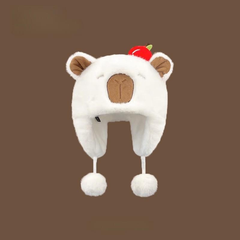 Cute Capybara Plush Winter Hat With Earmuffs For Girls Warmth And Windproof Comfort