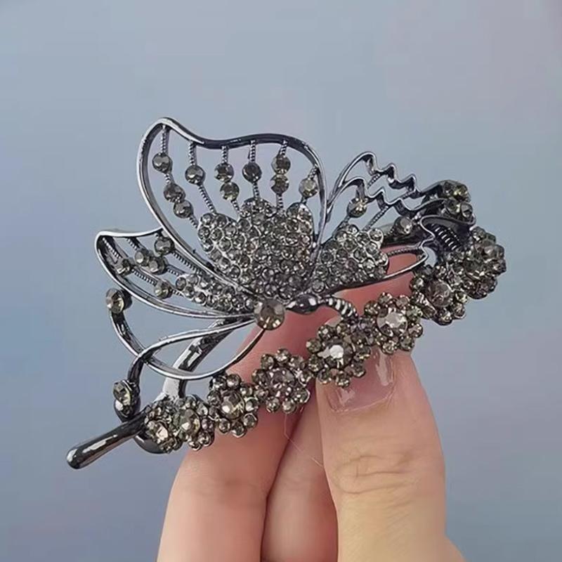 

1 шт. новая изящная заколка для волос женская на затылок высококлассная стразовая прорезная клипса клипса головной убор бабочка твист клипса клипса-краб