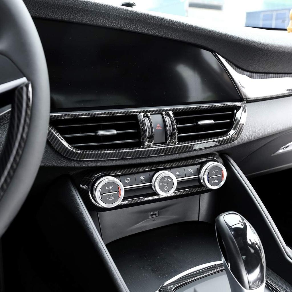 ABS Car Center Console Air Conditioning Outlet Vent Frame for Alfa Romeo Giulia 2017-2020 (Carbon Fiber)