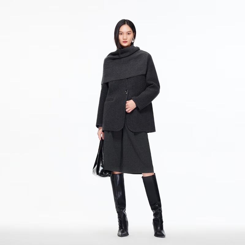 VEROMODA Women's V-neck Double-sided Wool & Cashmere Blend Coat