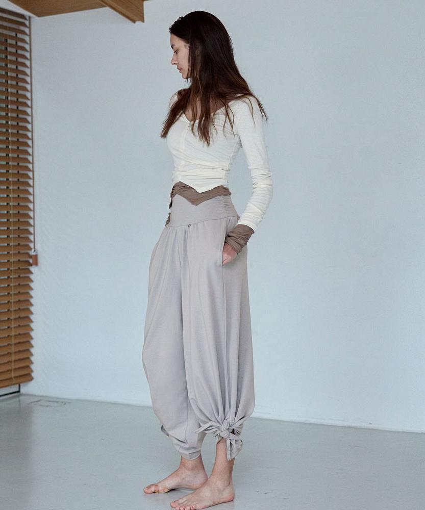 Debiweeo Fuzzy Wide Harem Pants Devi-B0089-Mauve Grey
