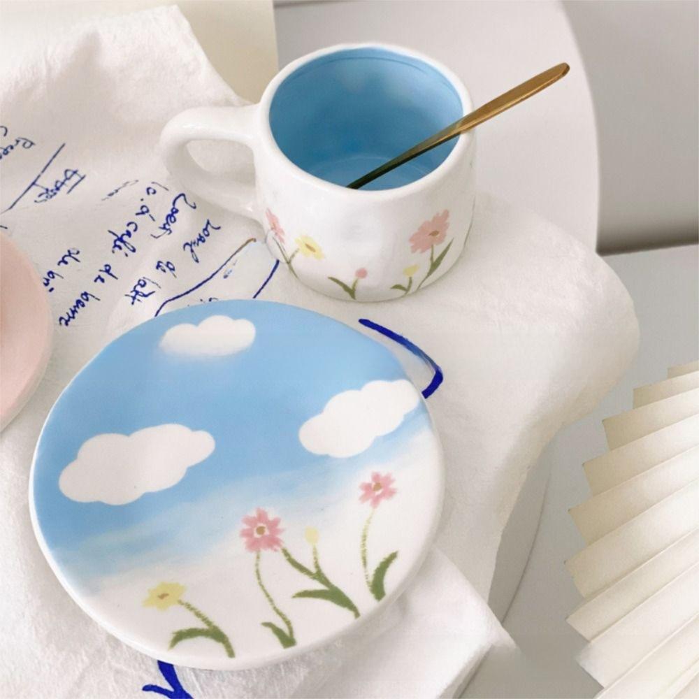 Hand Pinched Milk Mugs Ceramic Milk Tea Cup Ins Korean Style Oatmeal Breakfast Mug  Kitchen