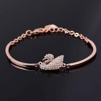 Luxury Zircon Charm Bracelet Jewelry Accessories for Women's Party Gifts Fashion Gold Rose Gold Swan Bangle