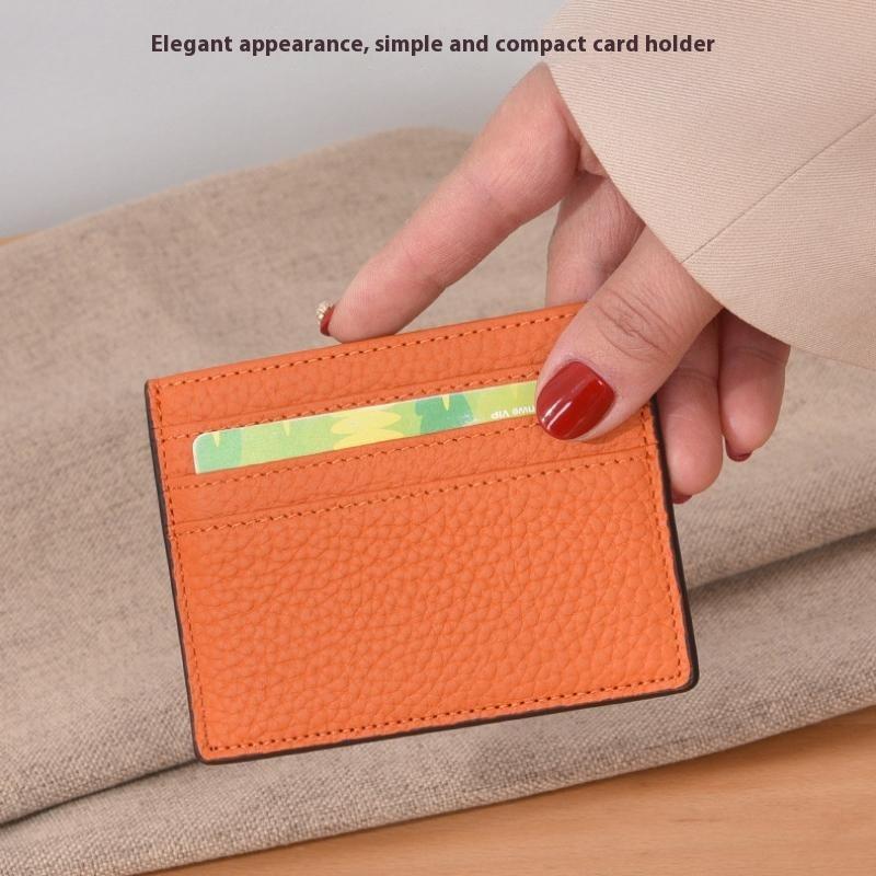 Ultra-Thin Genuine Leather Business Card Holder Compact Wallet Simple Design Top Layer Cowhide Single-Piece Card Sleeve High-End