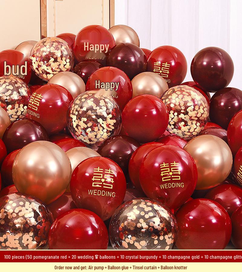 Red Wedding Balloons: Romantic Bedroom & Living Room Decor, Photo Props, Wedding Scene Setup