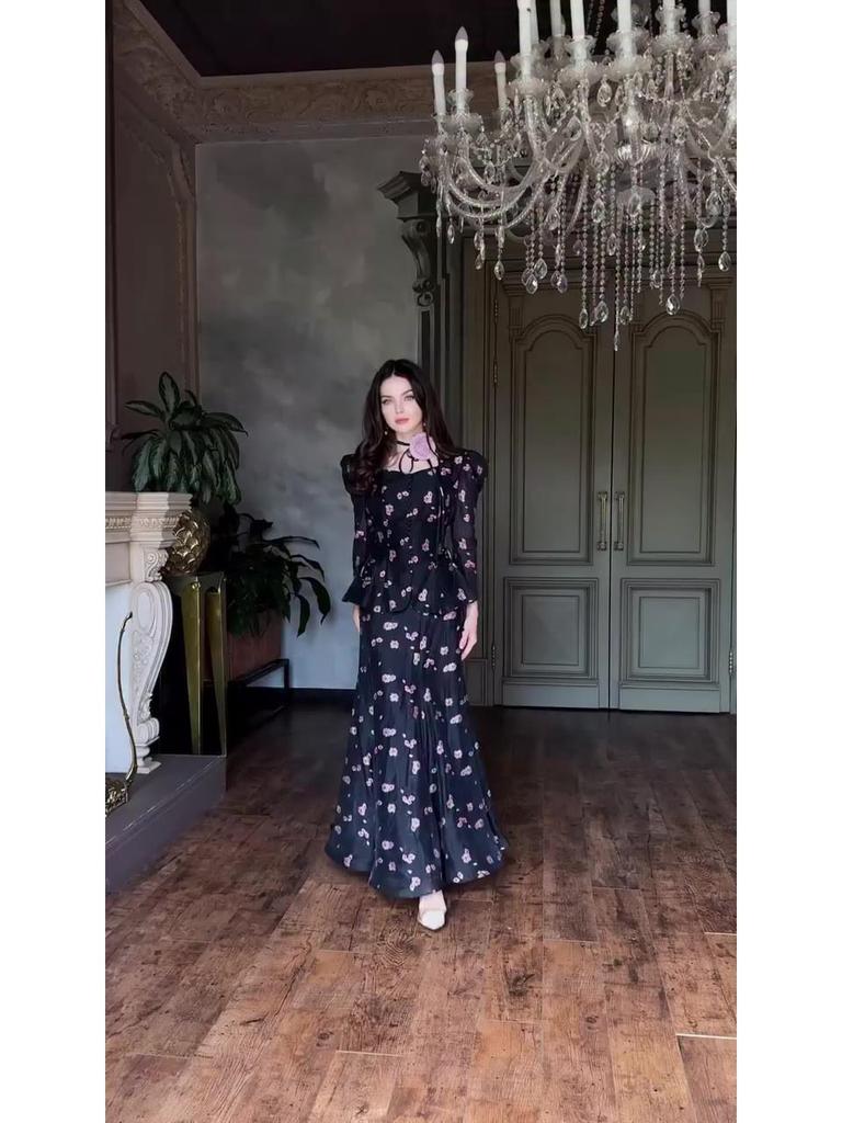 European and American 2025 Retro Long Sleeve Dress - Elegant Spring Court Style