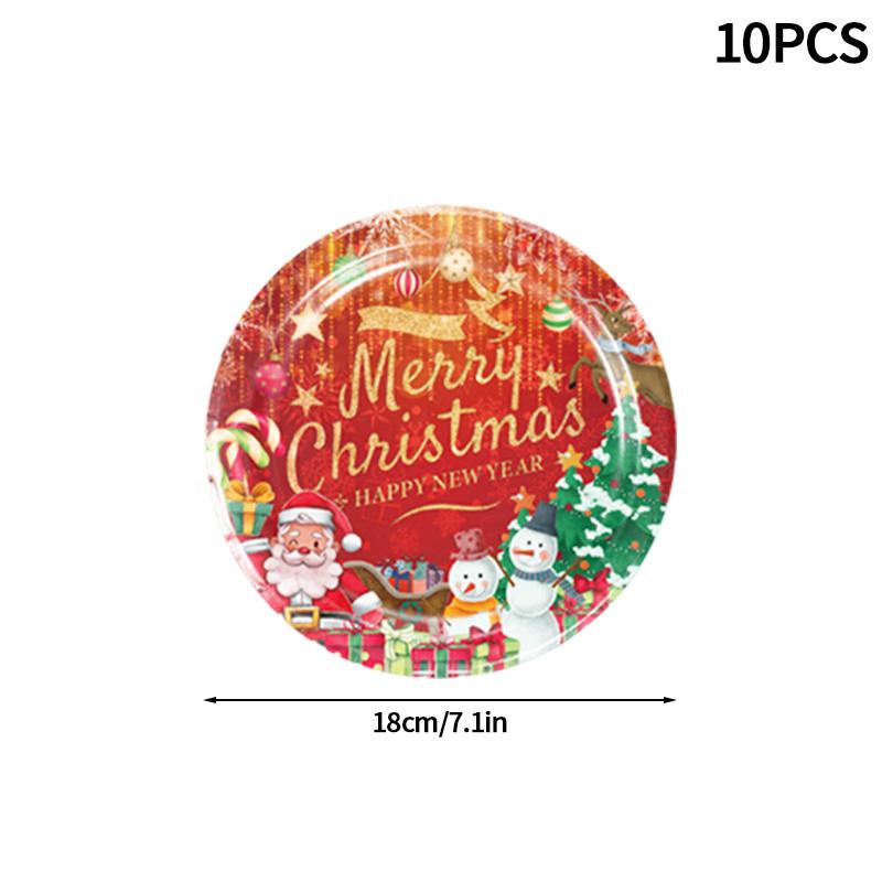 2025 Christmas Party Disposable Tableware Santa Claus Pattern Paper Plates Cups Christmas Tree Napkin Merry Christmas Supplies