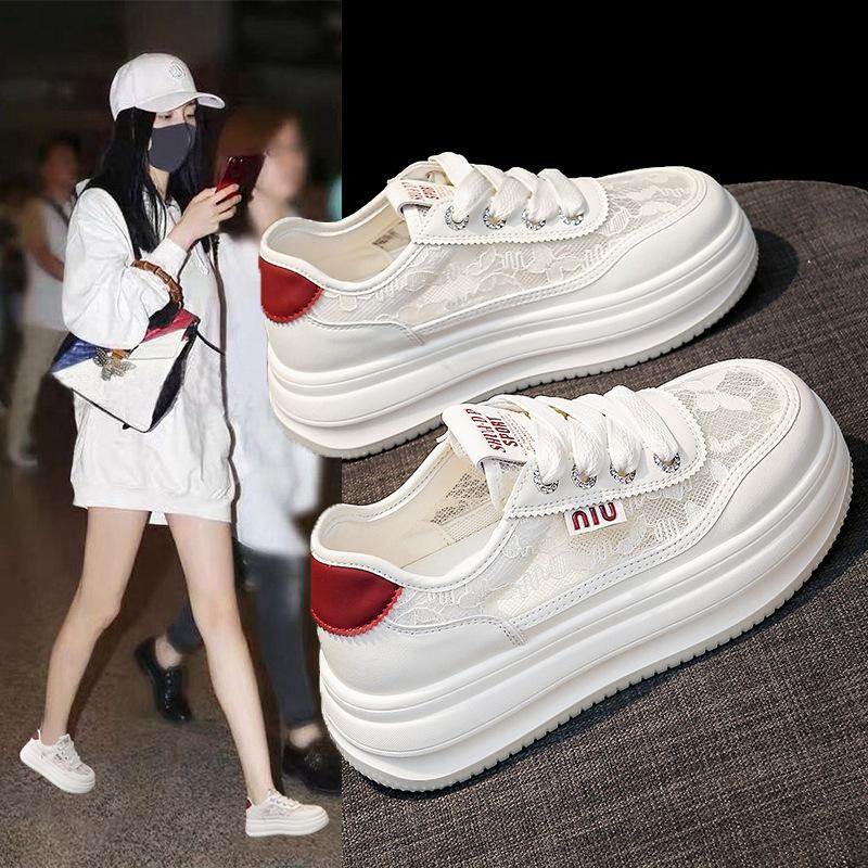New Little White Shoes Versatile Summer Breathable Platform Shoes Women's Shoes Hollow Mesh Sports Casual Board Shoes
