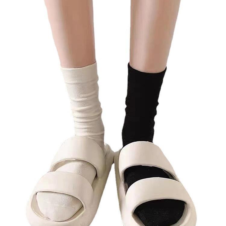 Women's White Mid-Calf Summer and Autumn Seamless Maternity Socks - Trendy, Thin, Ins Style