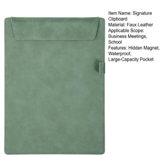 Writing Pad with Magnetic Clip Business Paper Holder with Large-Capacity Pocket Waterproof Clipboard for Business Meetings Office