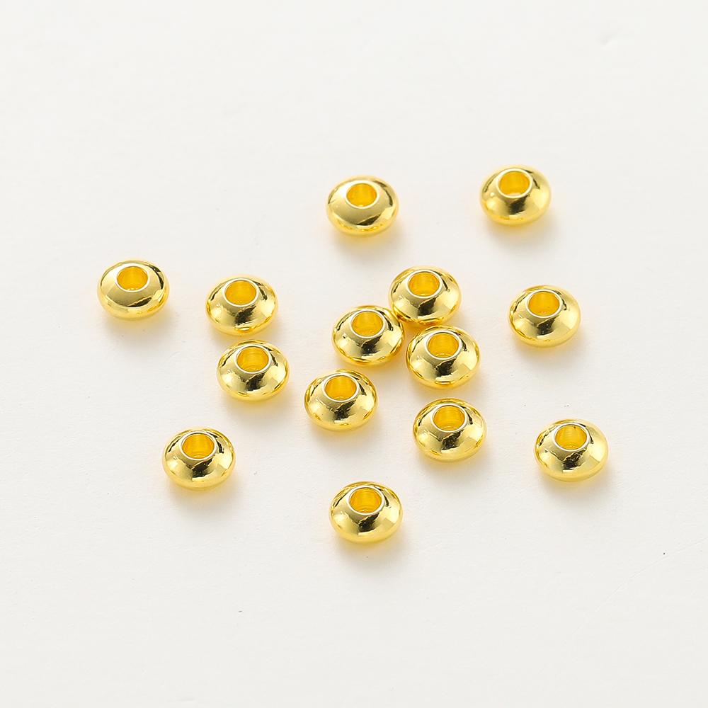 

30pcs/lot 14K 18K Gold Flat Round Loose Spacer Brass Beads Bracelet Charms Wheel Beads For DIY Jewelry Craft Bulk Findings 3mm