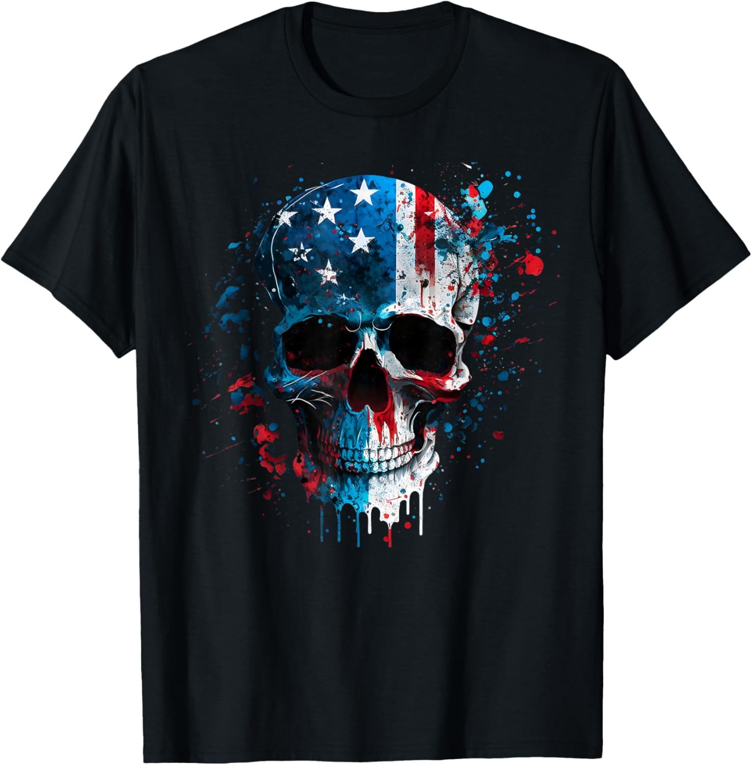 Skull Skeleton American Flag Freedom Patriotic 4th of July T-Shirt S разноцветный