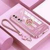 Honor 90 Case Luxury Diamond Ring Cover For Honor 90 Pro 50 70 Lite X9a Phone Case With Flower Lanyard Plating Cases Honor90 5G